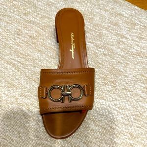 Salvatore Ferragamo Rhodes Slide Sandals Black 7 1/2